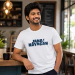 Premium Jana Nayagan White Tshirt Lifestyle Image