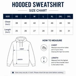 ICustomyzo Hoodie Size Chart