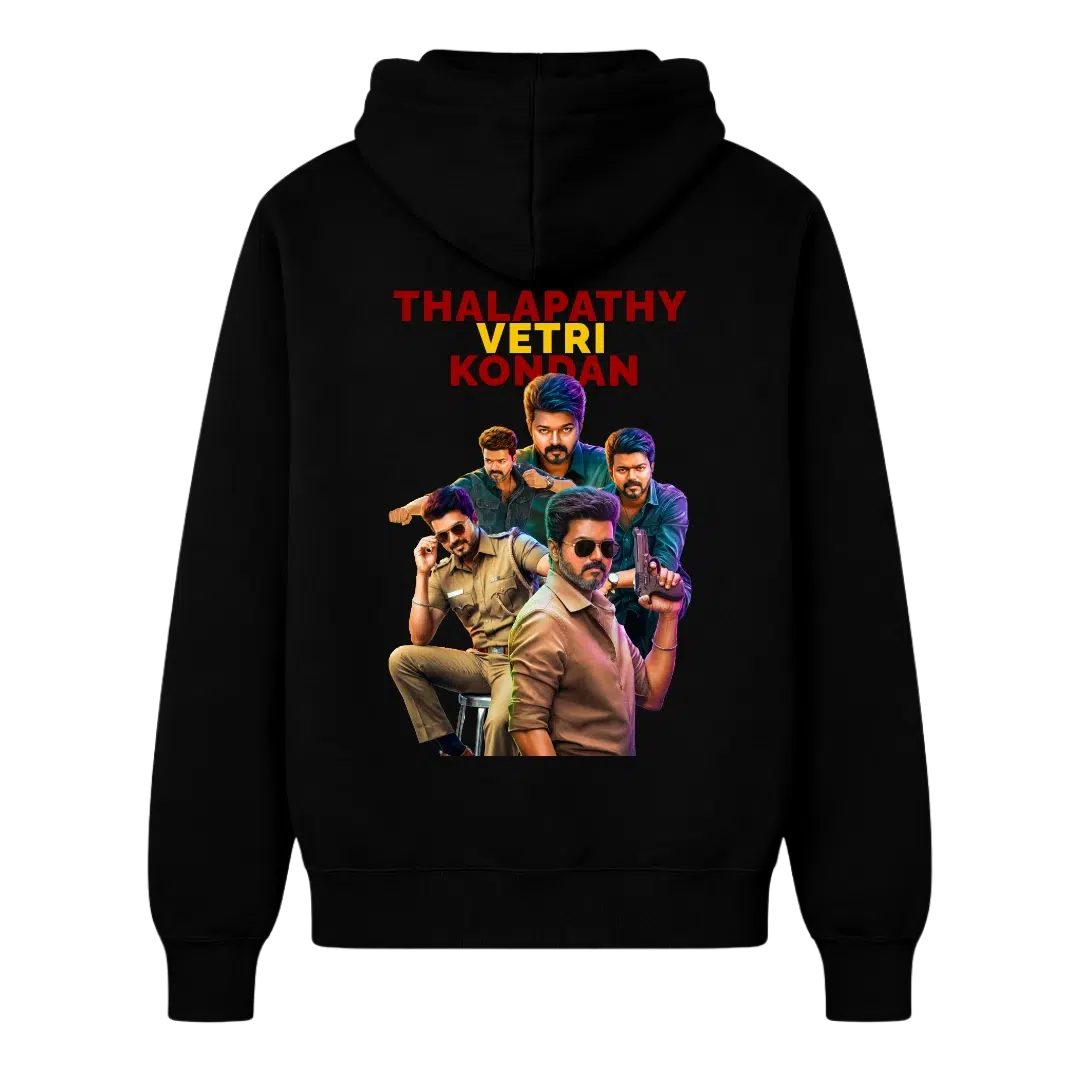 Thalapathy Vetri Back Black Hoodie - ICustomyzo